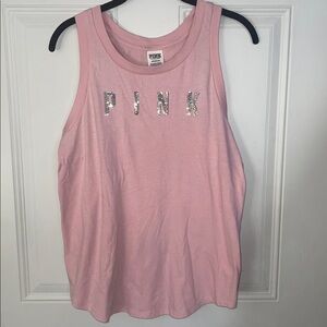 Victoria's Secret Light Pink Tank Top with Silver Sequins small
